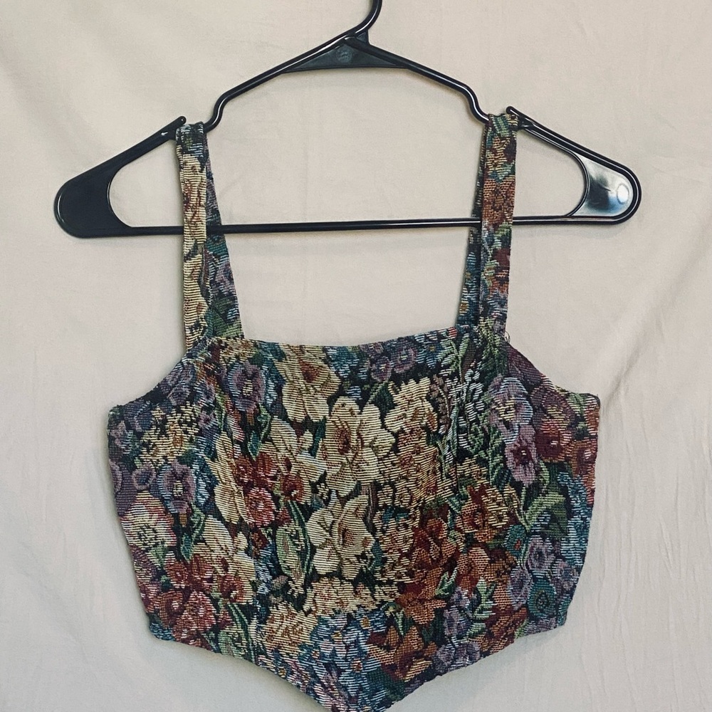 SHEIN Blue Green Bustier Crop Top Sleeveless